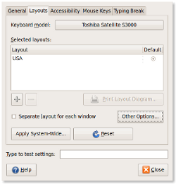 Ubuntu Keyboard Preferences Panel